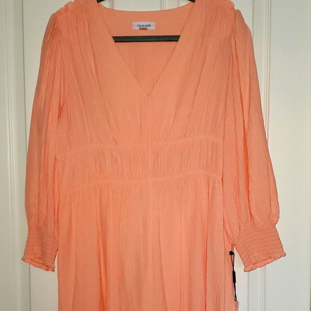 NWT - Calvin Klein Peach Dress, Size 12